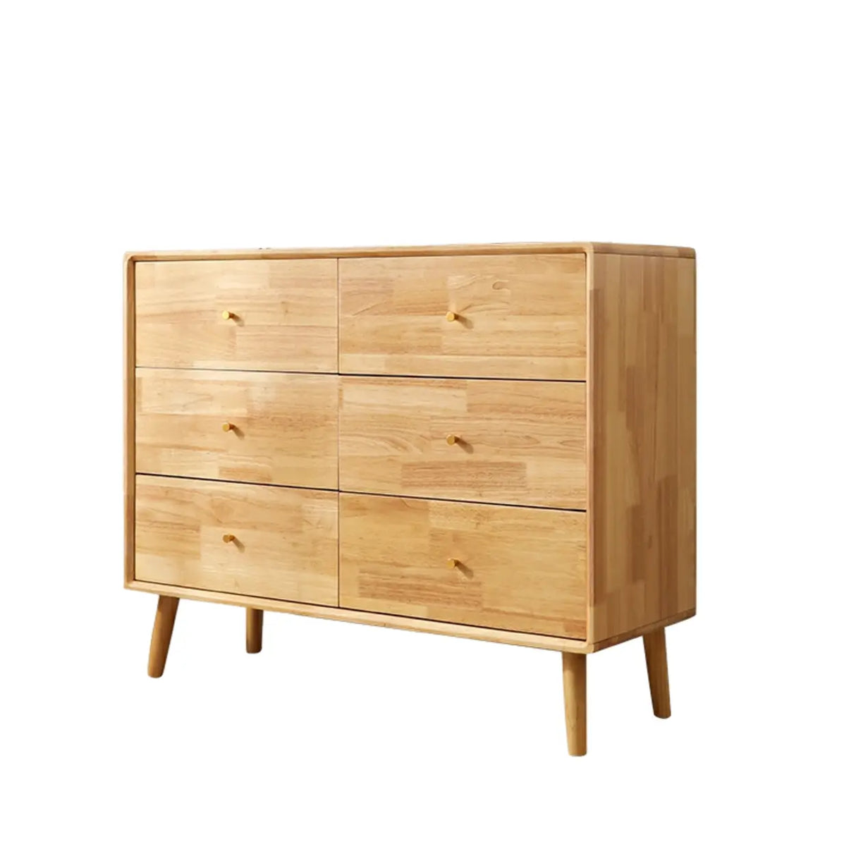 Traditional Natural Finish Wooden Drawer Dresser Image - 7