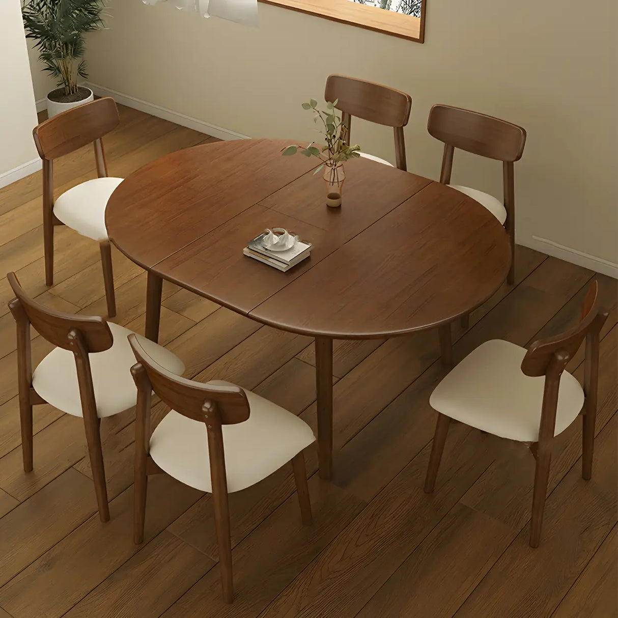 Traditional Oval Wood Dining Table for Kitchen Image - 1