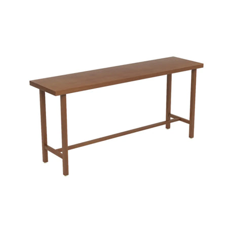 Traditional Rectangular Brown Wood Bar Table with Footrest Image - 2