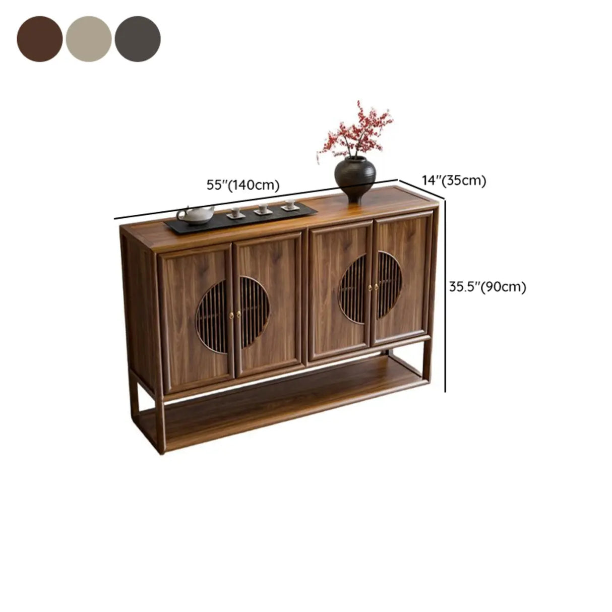 Traditional Rectangular Wood Brown Storage Console Table