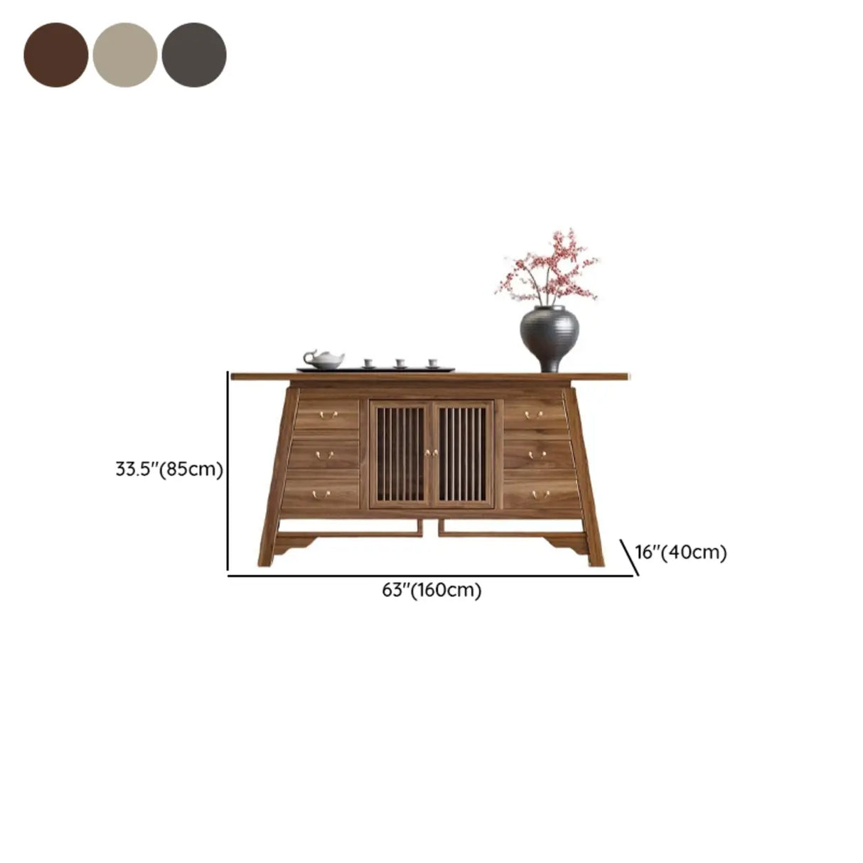 Traditional Rectangular Wood Brown Storage Console Table Image - 18