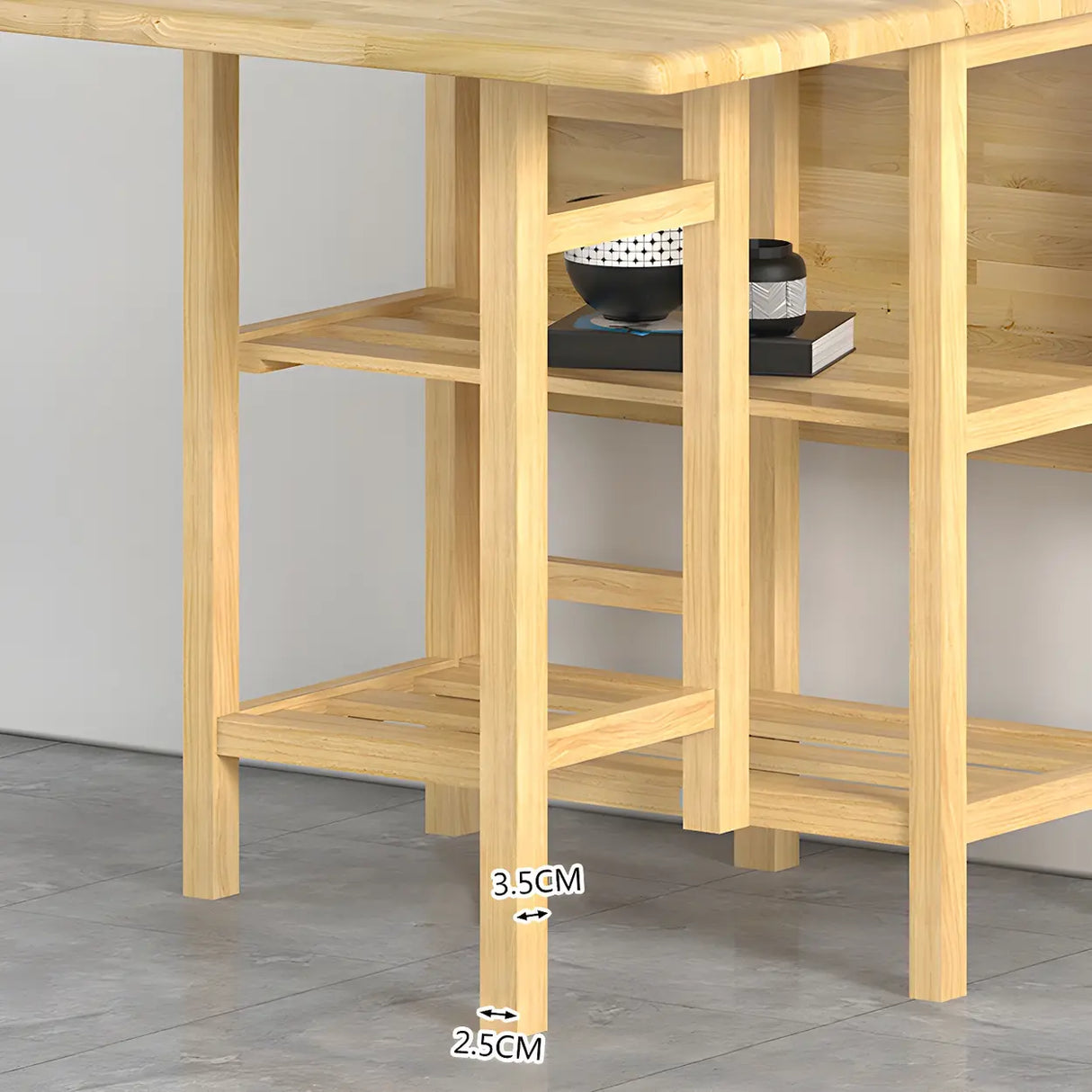 Traditional Rectangular Wood Dining Table Foldable Natural Image - 10