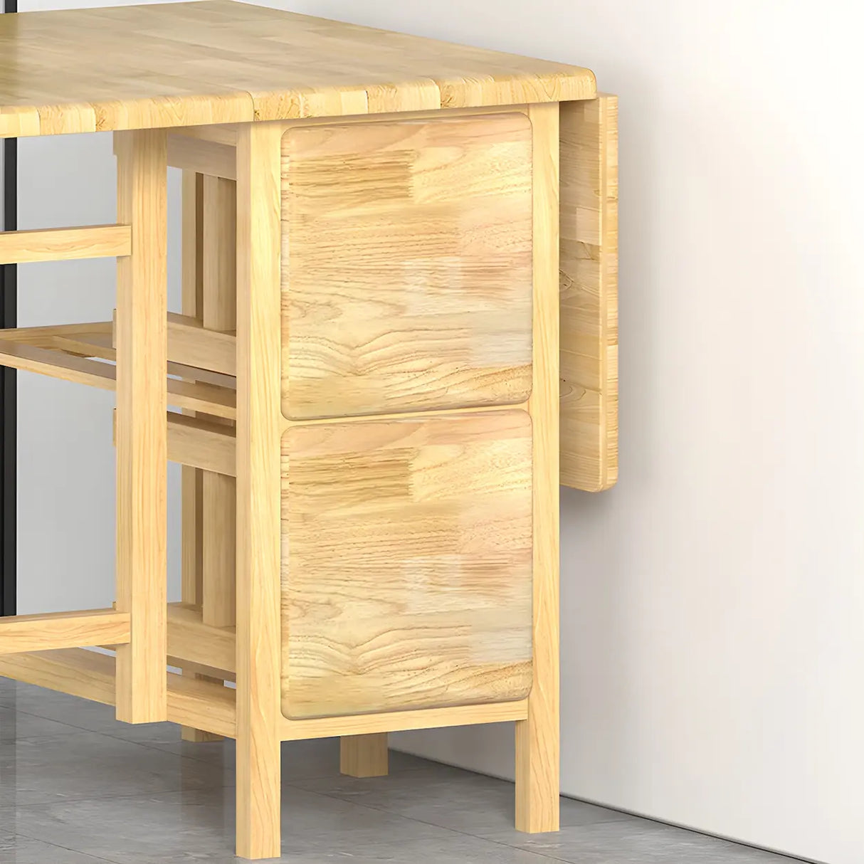 Traditional Rectangular Wood Dining Table Foldable Natural Image - 11