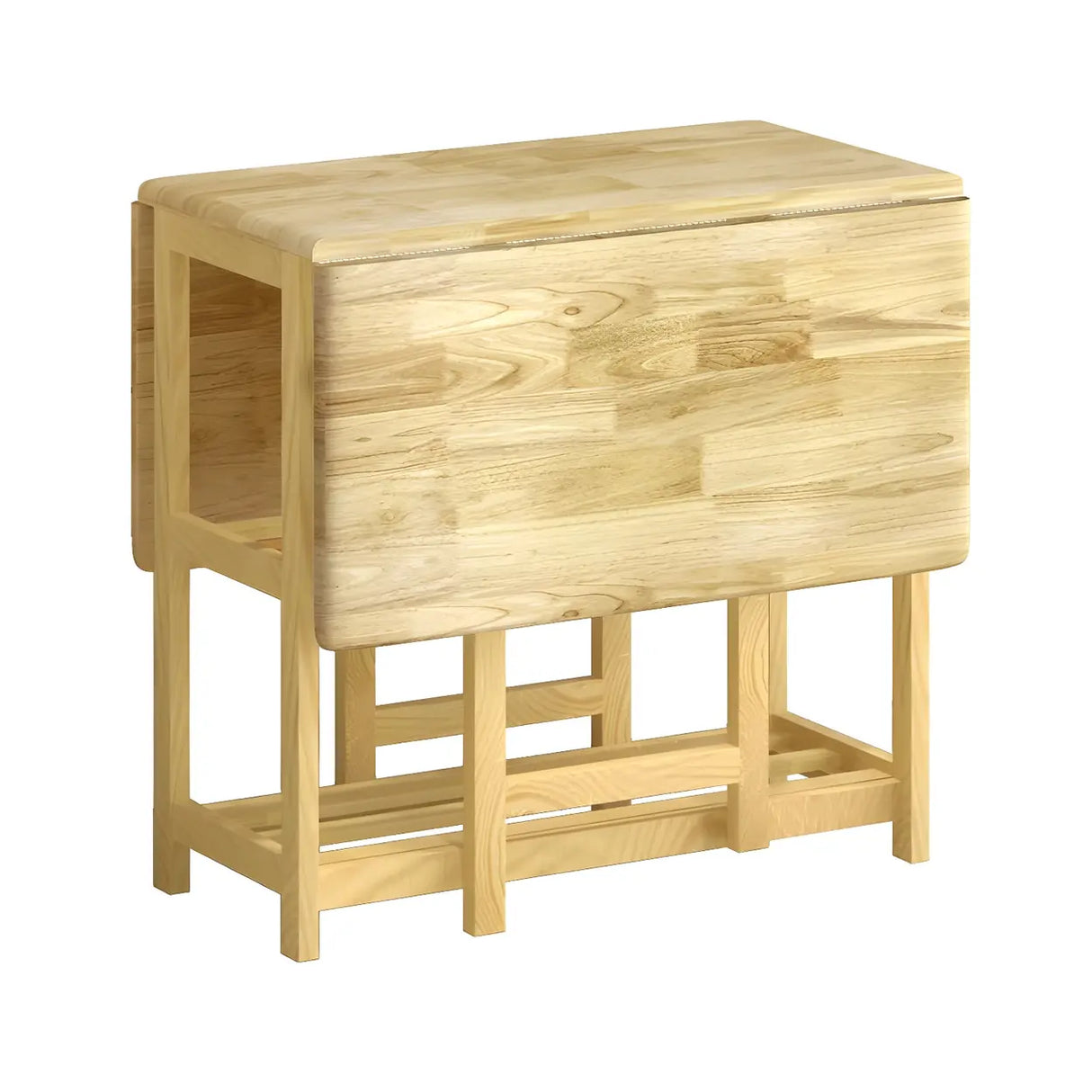 Traditional Rectangular Wood Dining Table Foldable Natural Image - 14