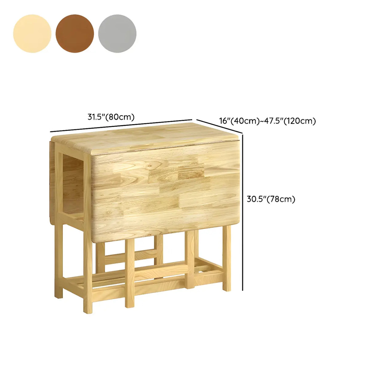 Traditional Rectangular Wood Dining Table Foldable Natural