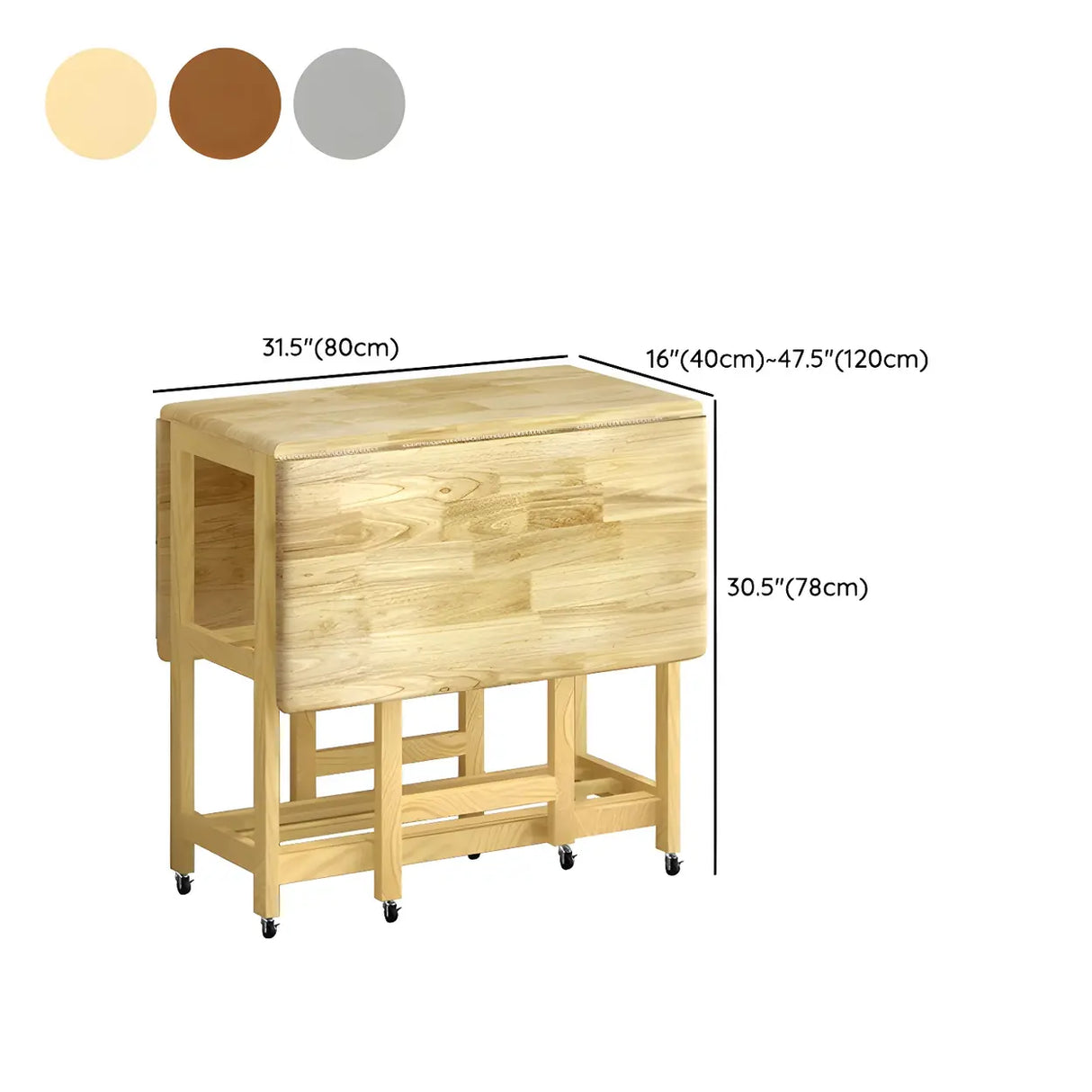 Traditional Rectangular Wood Dining Table Foldable Natural Image - 17