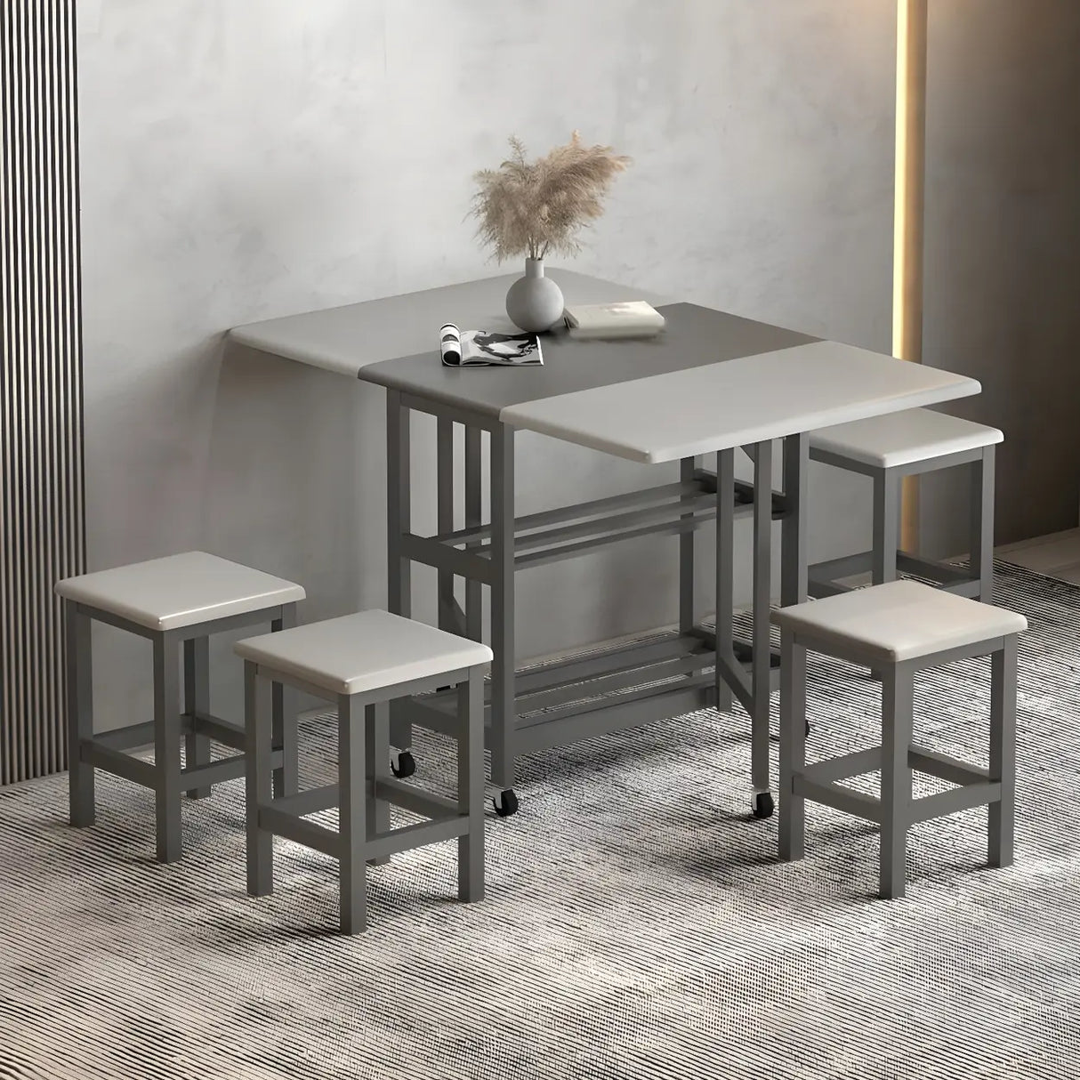 Traditional Rectangular Wood Dining Table Foldable Natural Image - 4