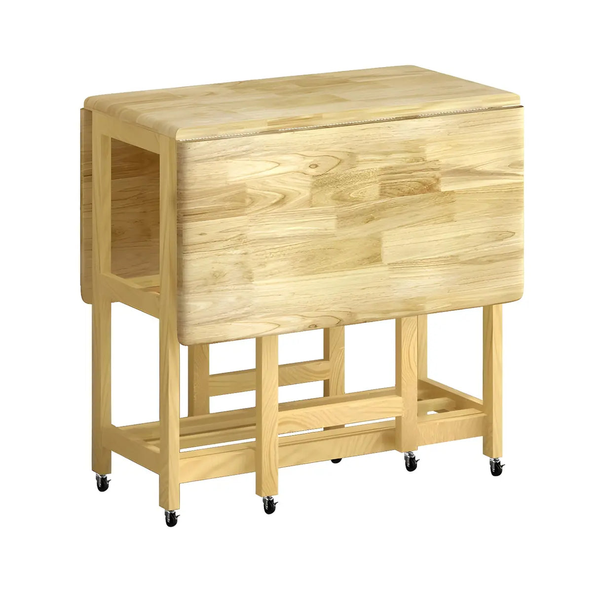 Traditional Rectangular Wood Dining Table Foldable Natural Image - 7