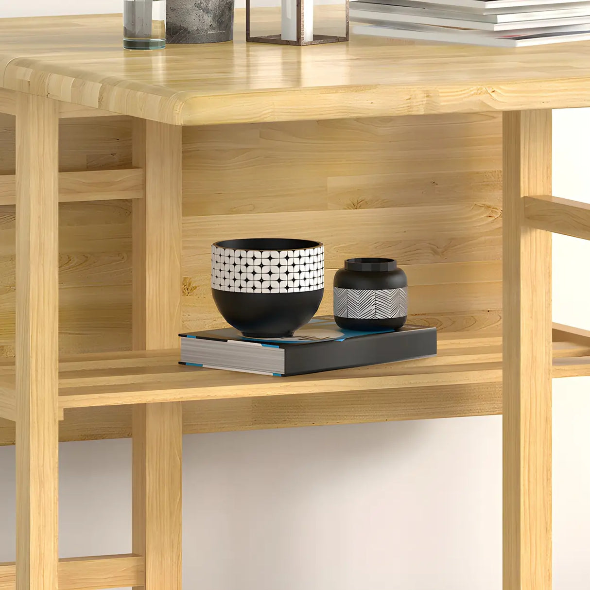 Traditional Rectangular Wood Dining Table Foldable Natural Image - 9