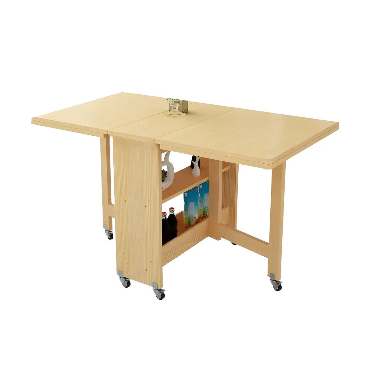 Traditional Rectangular Wood Drop Leaf Dining Table Brown Image - 3