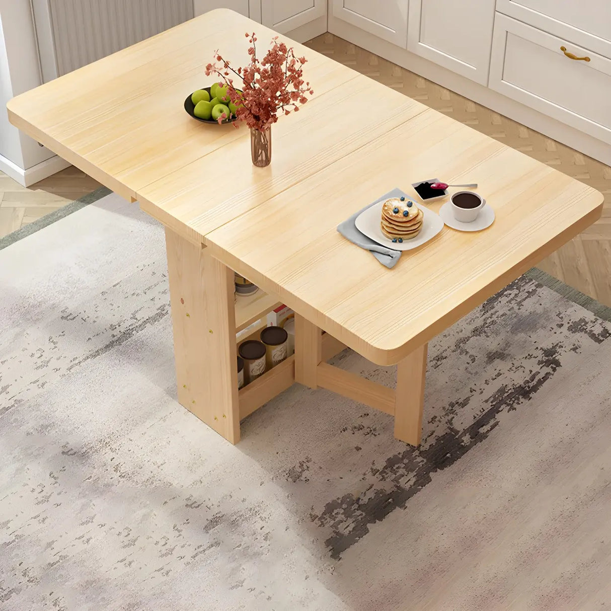 Traditional Rectangular Wood Drop Leaf Dining Table Brown Image - 7