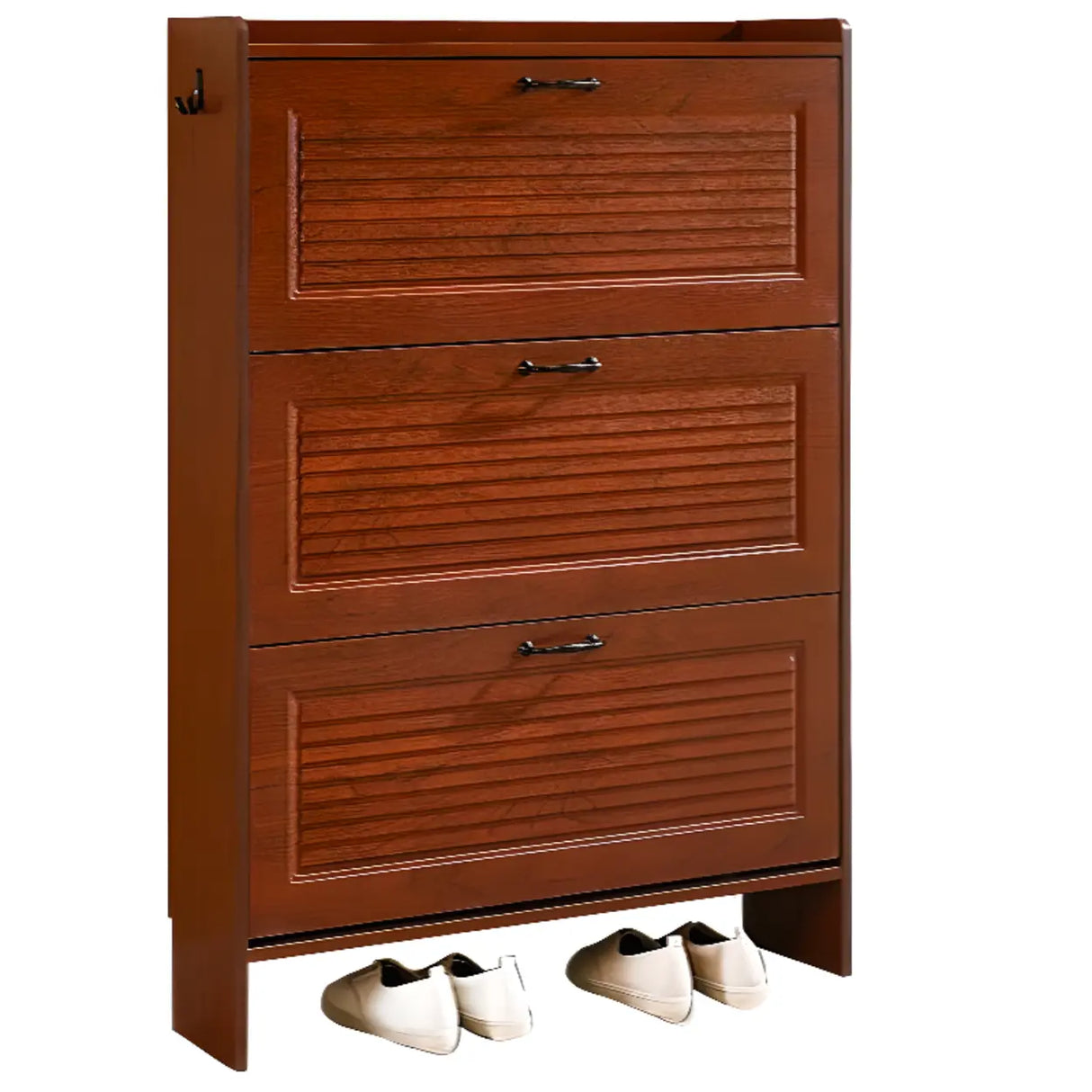 Traditional Rectangular Wood Entryway Brown Shoe Storage Image - 21