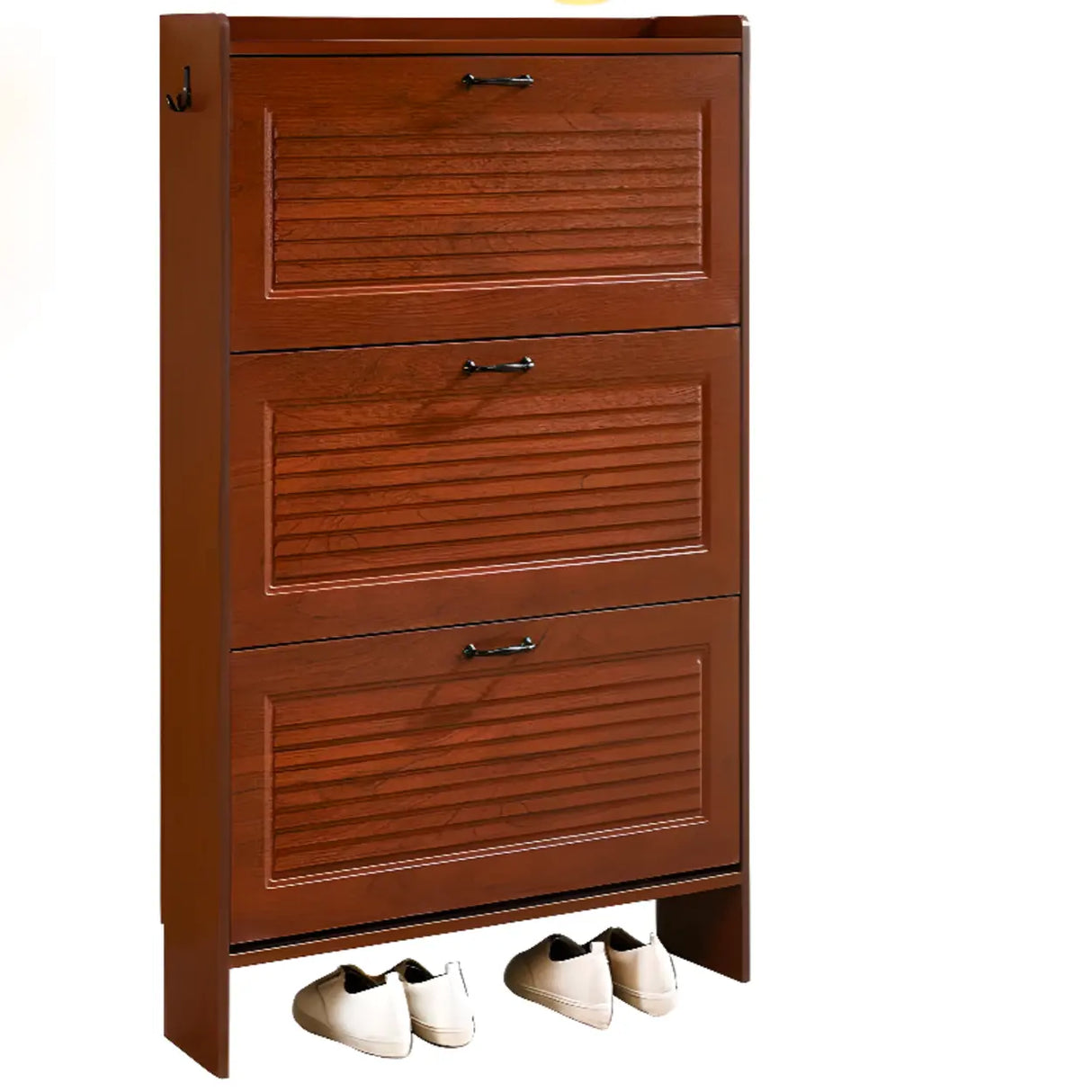 Traditional Rectangular Wood Entryway Brown Shoe Storage Image - 10