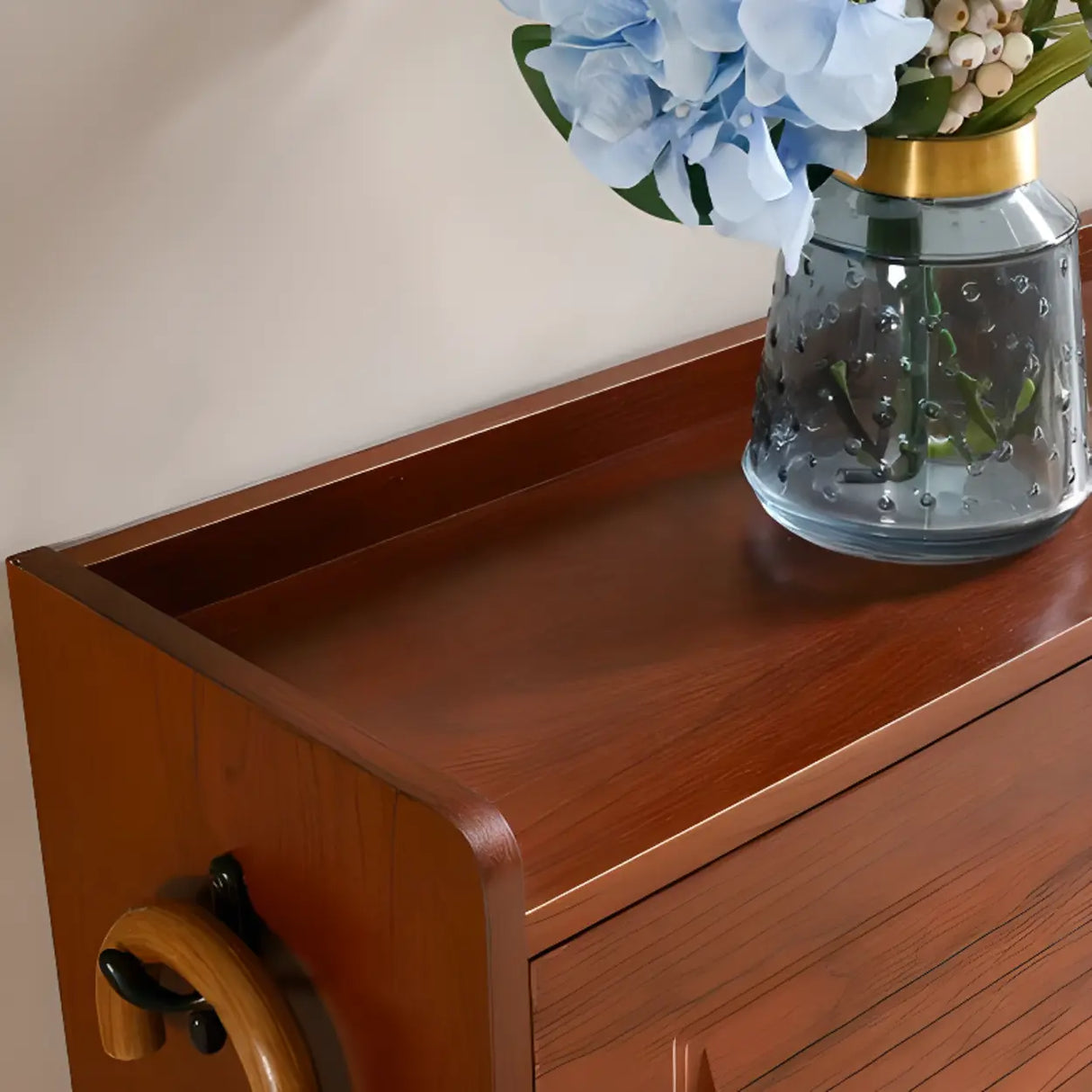 Traditional Rectangular Wood Entryway Brown Shoe Storage Image - 11