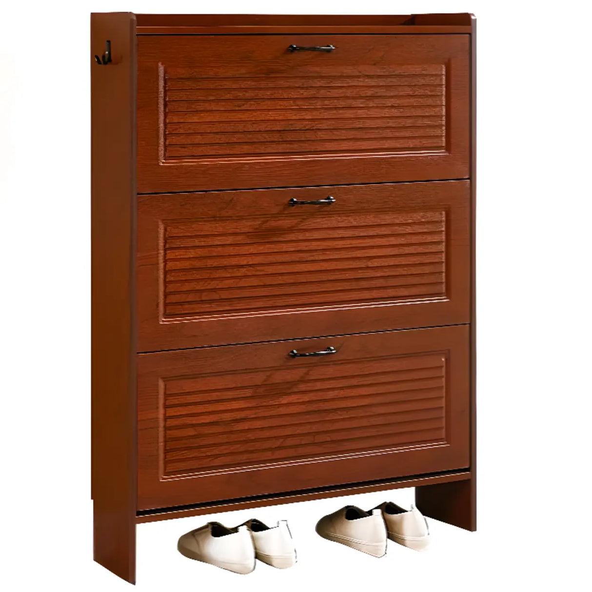 Traditional Rectangular Wood Entryway Brown Shoe Storage Image - 22