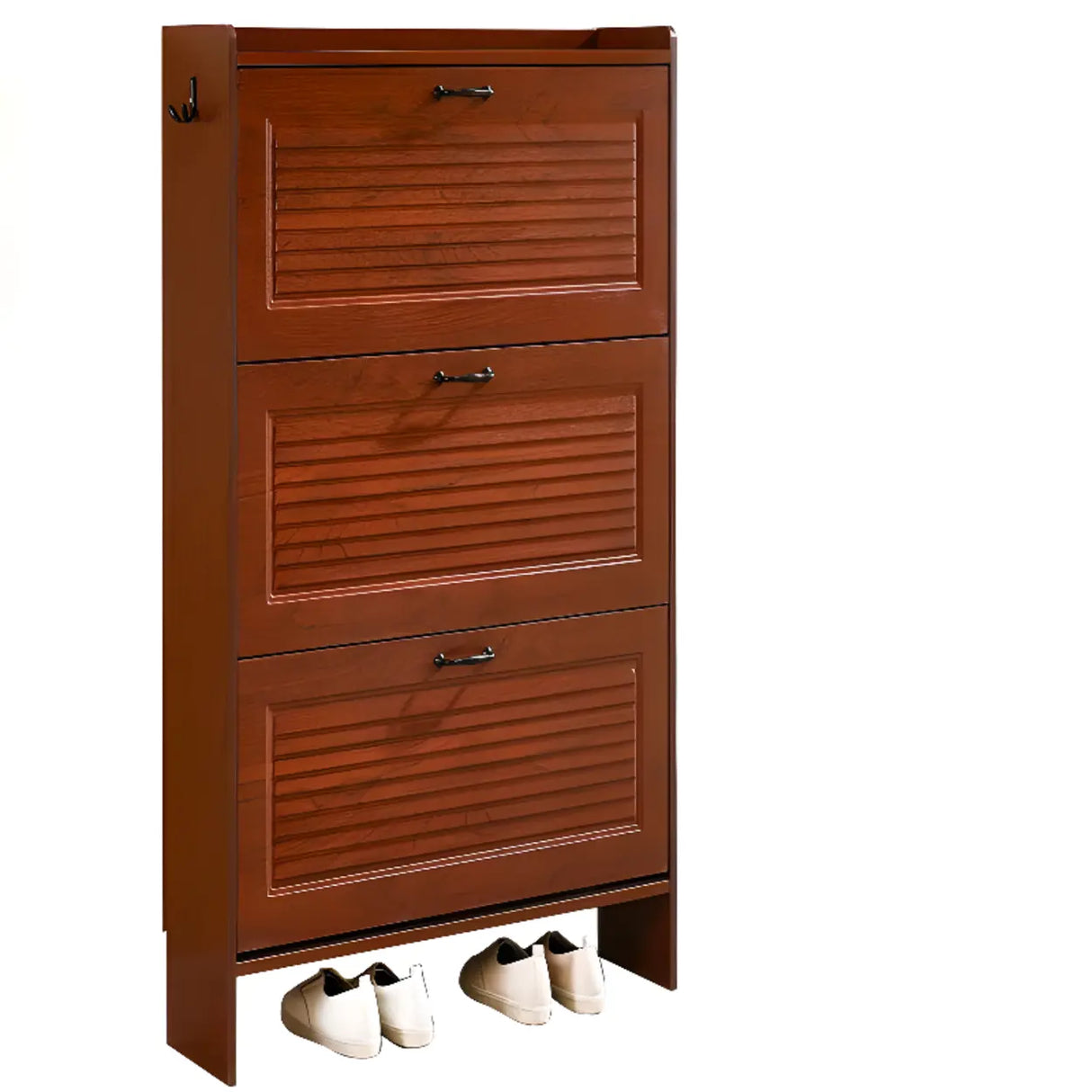 Traditional Rectangular Wood Entryway Brown Shoe Storage Image - 23