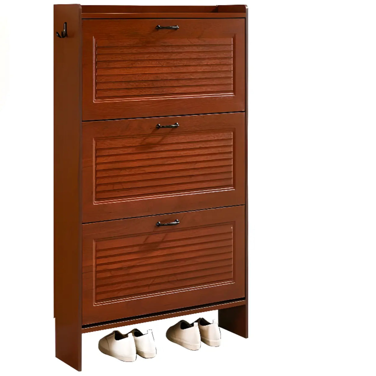 Traditional Rectangular Wood Entryway Brown Shoe Storage Image - 25