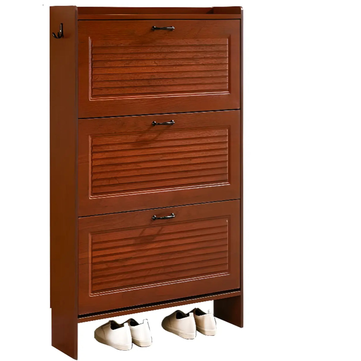 Traditional Rectangular Wood Entryway Brown Shoe Storage Image - 26