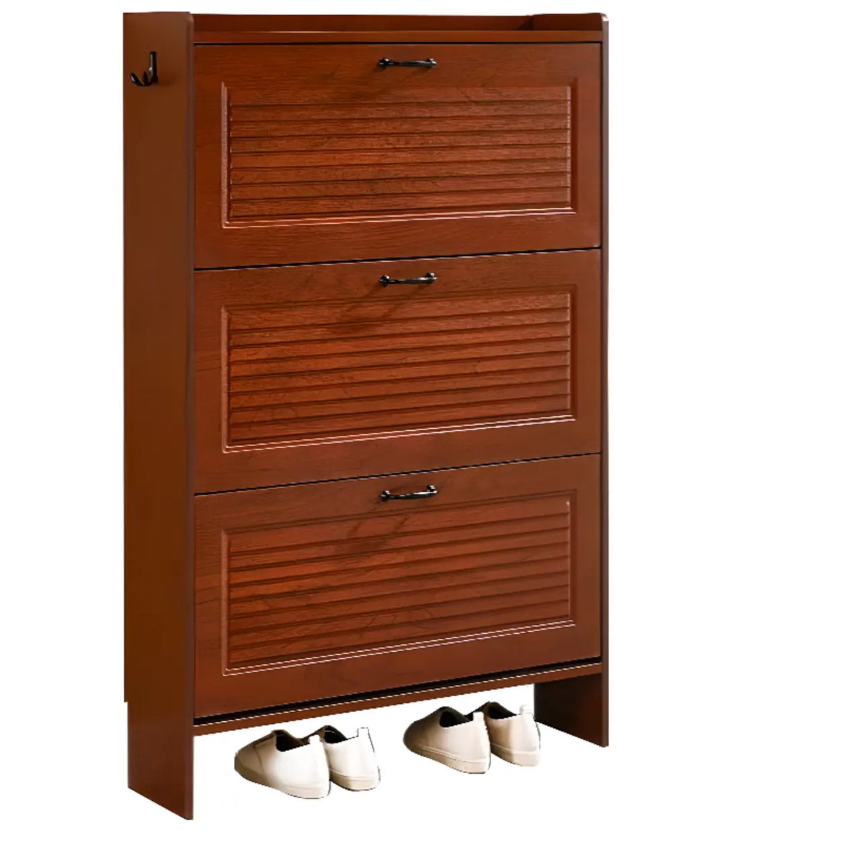 Traditional Rectangular Wood Entryway Brown Shoe Storage Image - 28