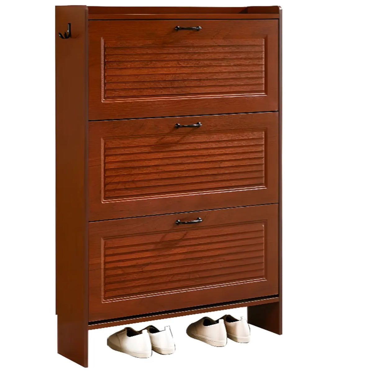 Traditional Rectangular Wood Entryway Brown Shoe Storage Image - 29