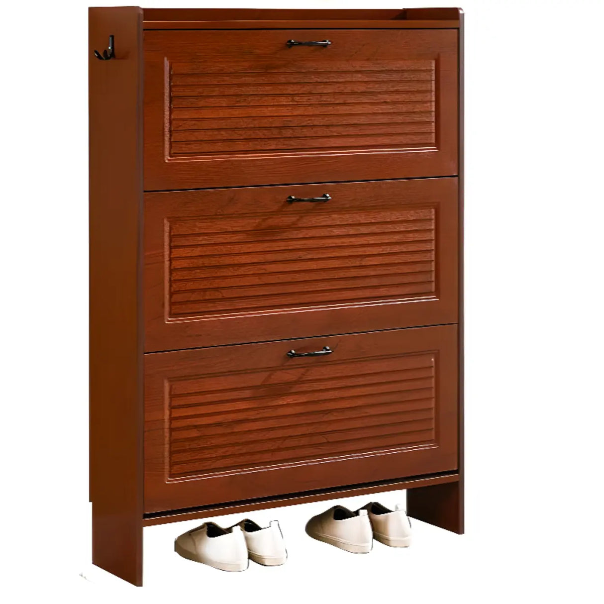 Traditional Rectangular Wood Entryway Brown Shoe Storage Image - 30