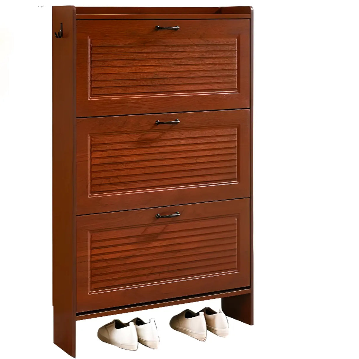 Traditional Rectangular Wood Entryway Brown Shoe Storage Image - 12