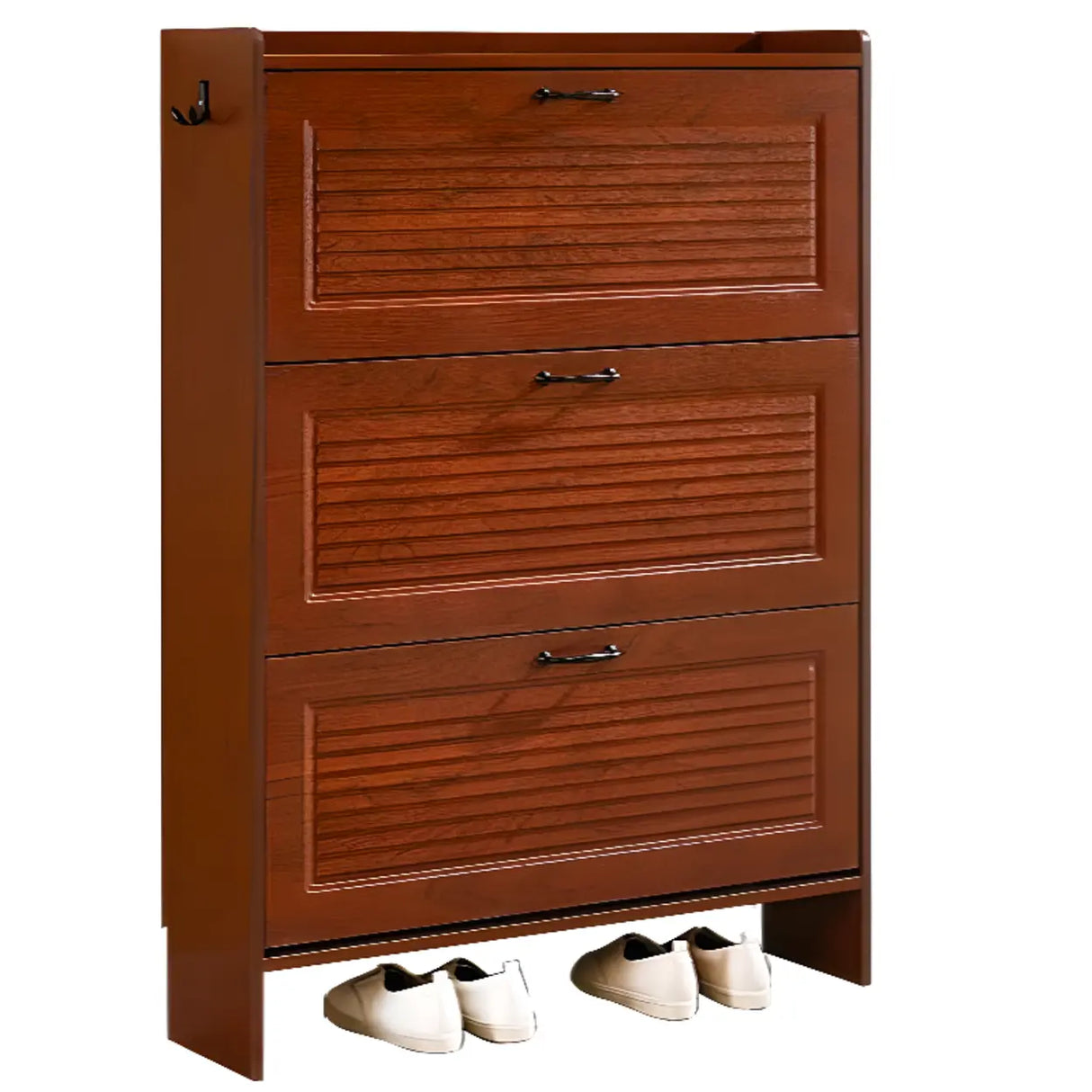 Traditional Rectangular Wood Entryway Brown Shoe Storage Image - 31
