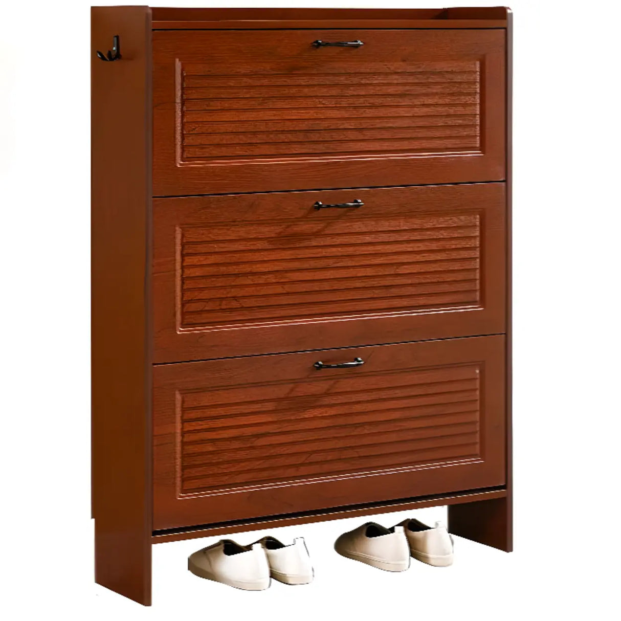 Traditional Rectangular Wood Entryway Brown Shoe Storage Image - 32