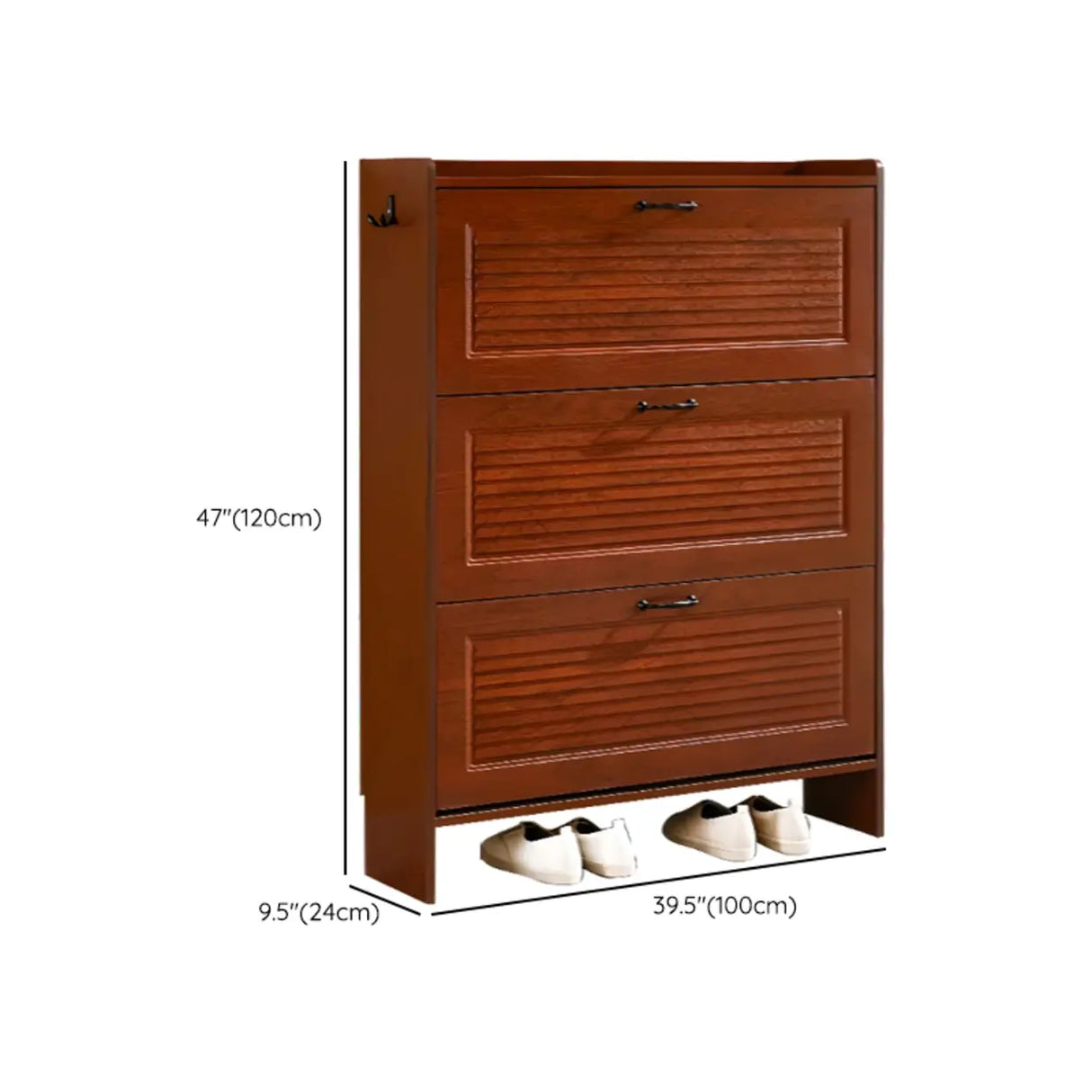 Traditional Rectangular Wood Entryway Brown Shoe Storage