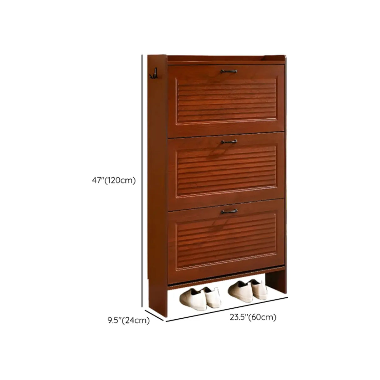 Traditional Rectangular Wood Entryway Brown Shoe Storage Image - 35