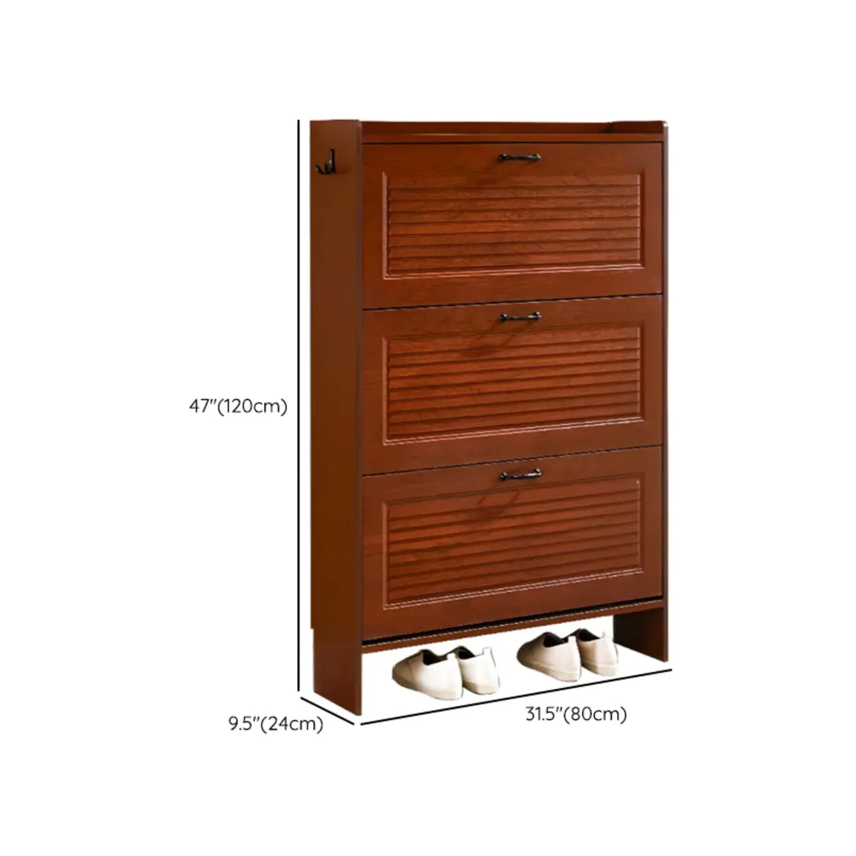 Traditional Rectangular Wood Entryway Brown Shoe Storage Image - 36