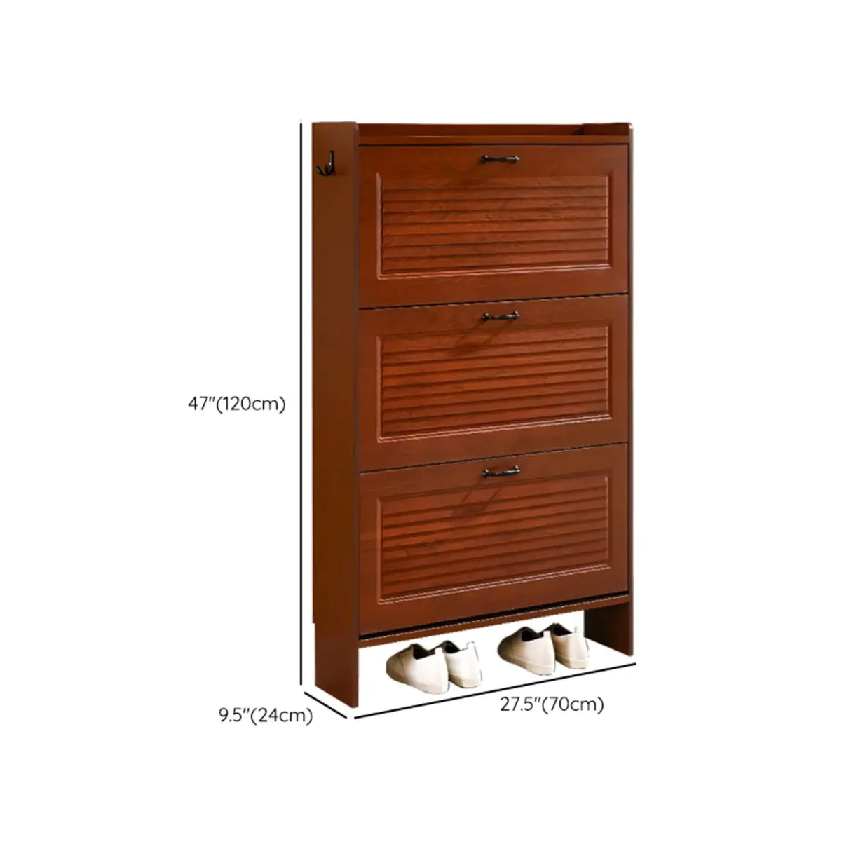 Traditional Rectangular Wood Entryway Brown Shoe Storage Image - 37