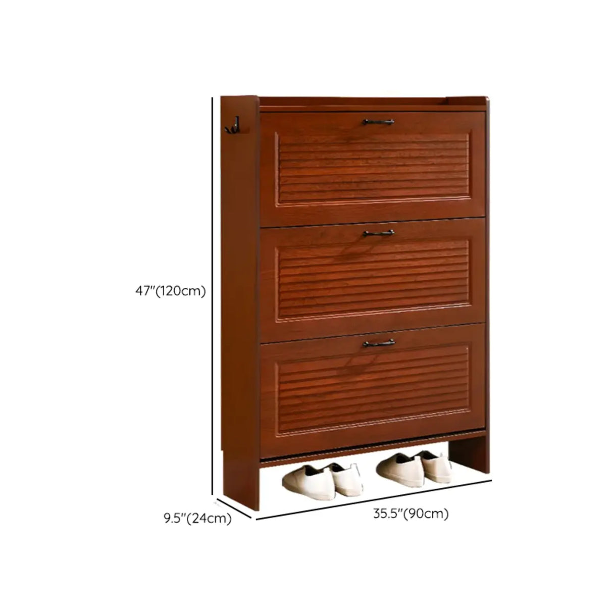 Traditional Rectangular Wood Entryway Brown Shoe Storage Image - 39