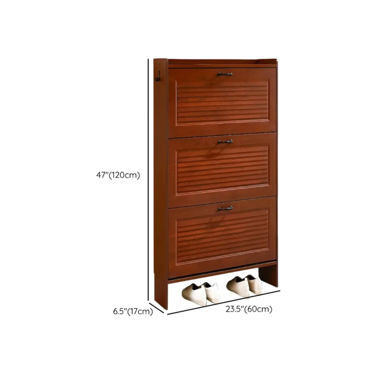 Traditional Rectangular Wood Entryway Brown Shoe Storage Image - 40