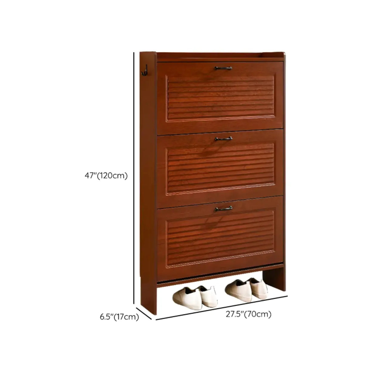 Traditional Rectangular Wood Entryway Brown Shoe Storage Image - 41