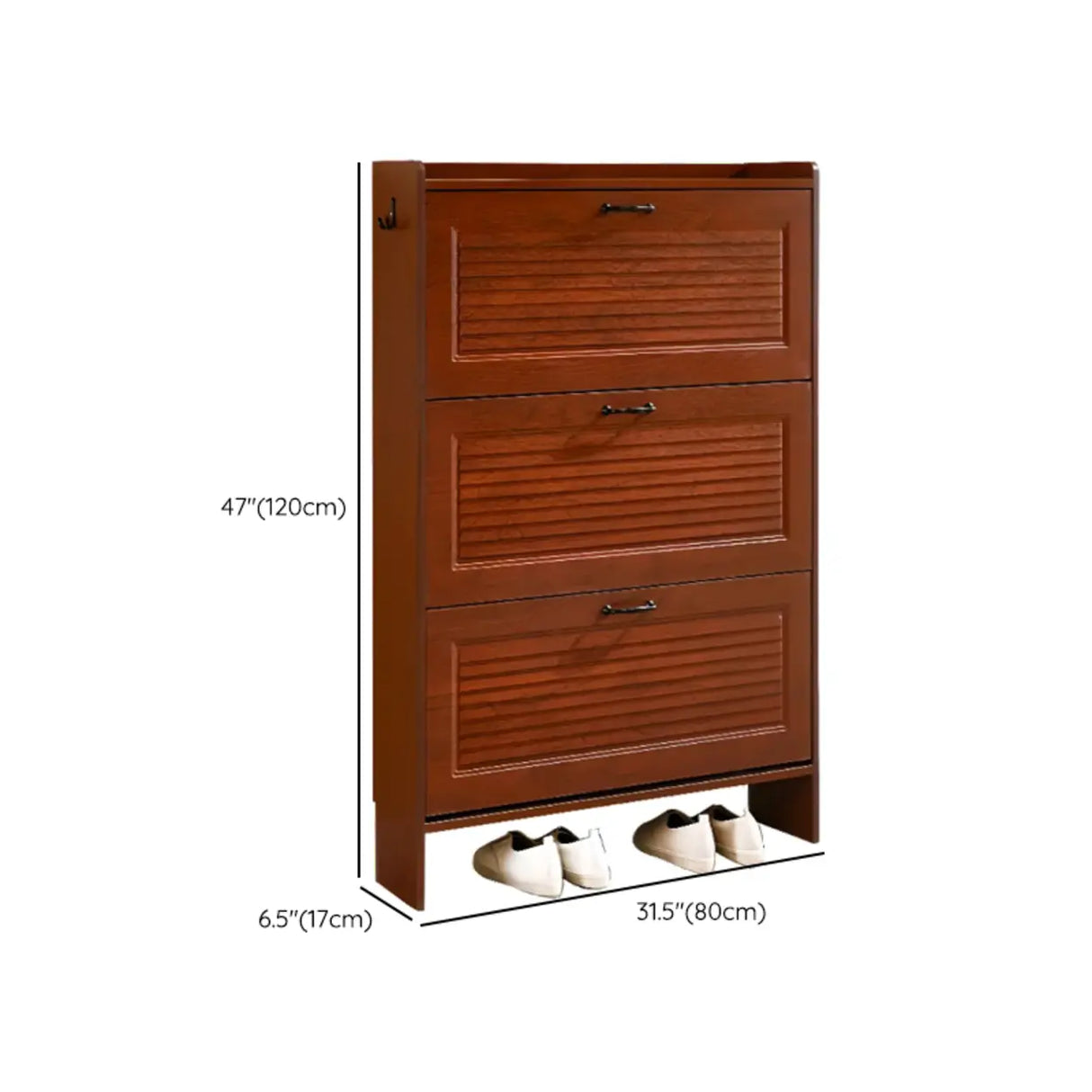 Traditional Rectangular Wood Entryway Brown Shoe Storage Image - 42