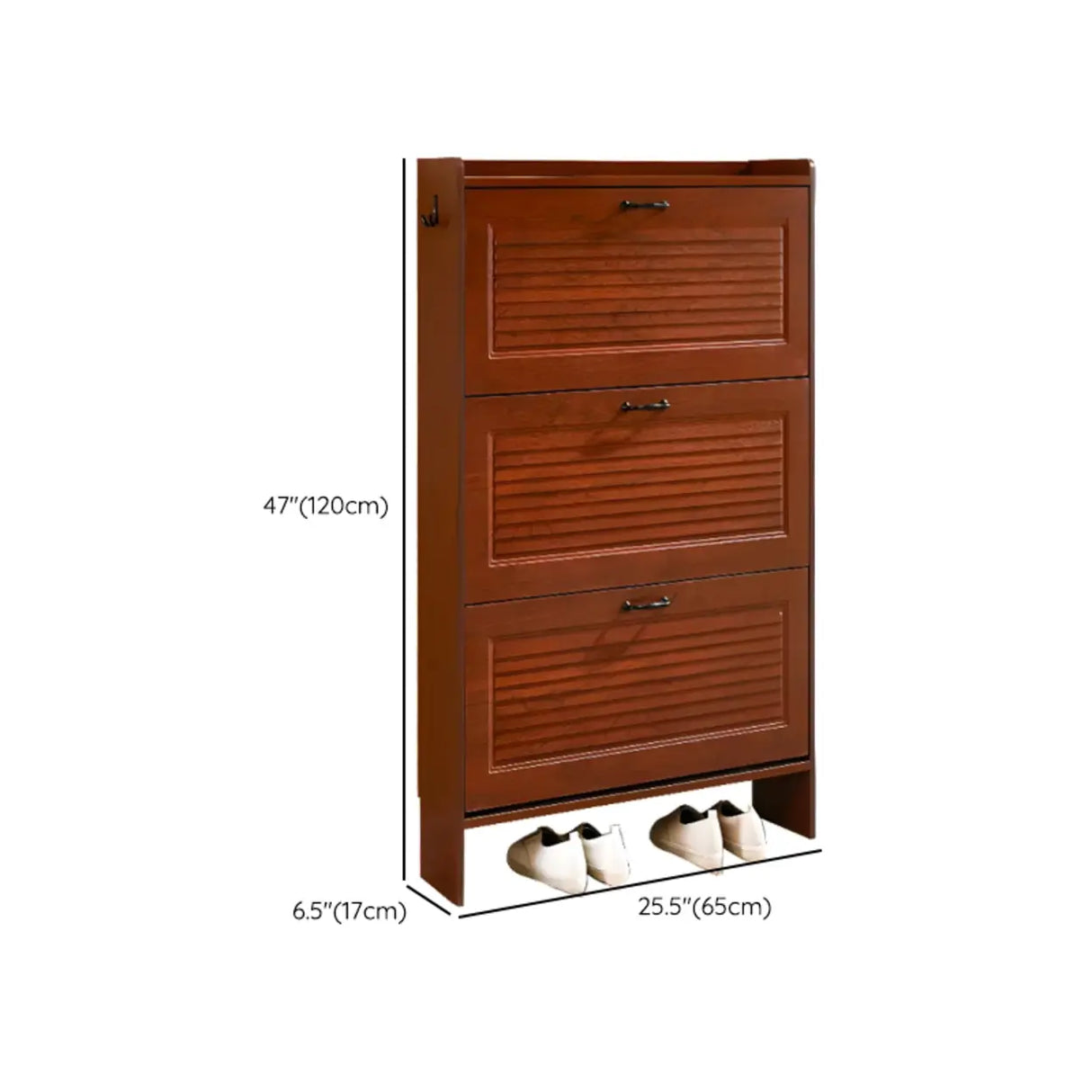 Traditional Rectangular Wood Entryway Brown Shoe Storage Image - 46