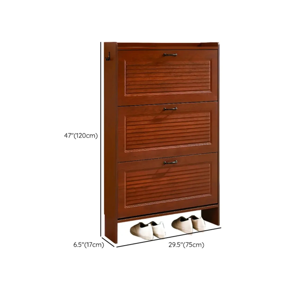 Traditional Rectangular Wood Entryway Brown Shoe Storage Image - 47