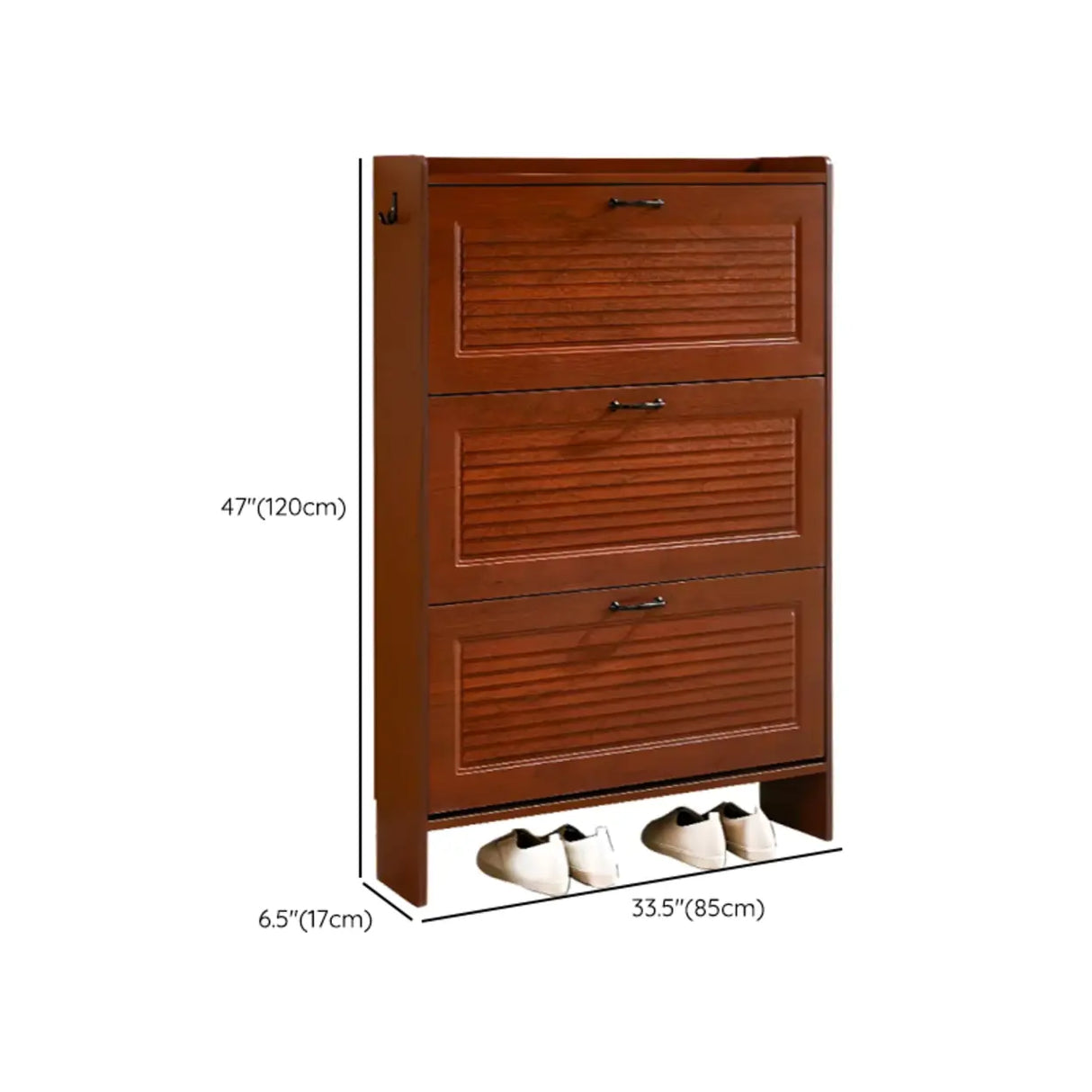 Traditional Rectangular Wood Entryway Brown Shoe Storage Image - 48