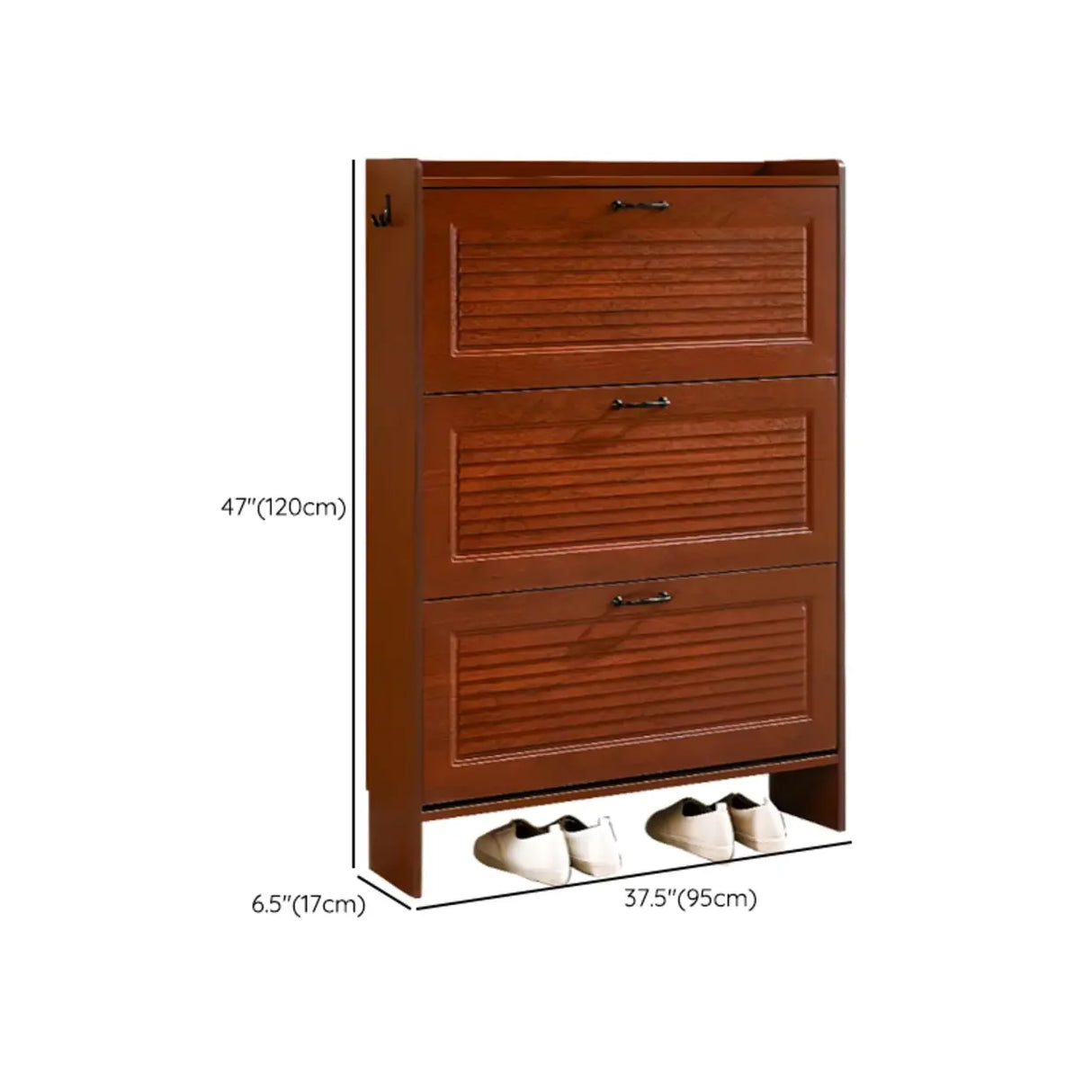Traditional Rectangular Wood Entryway Brown Shoe Storage Image - 49