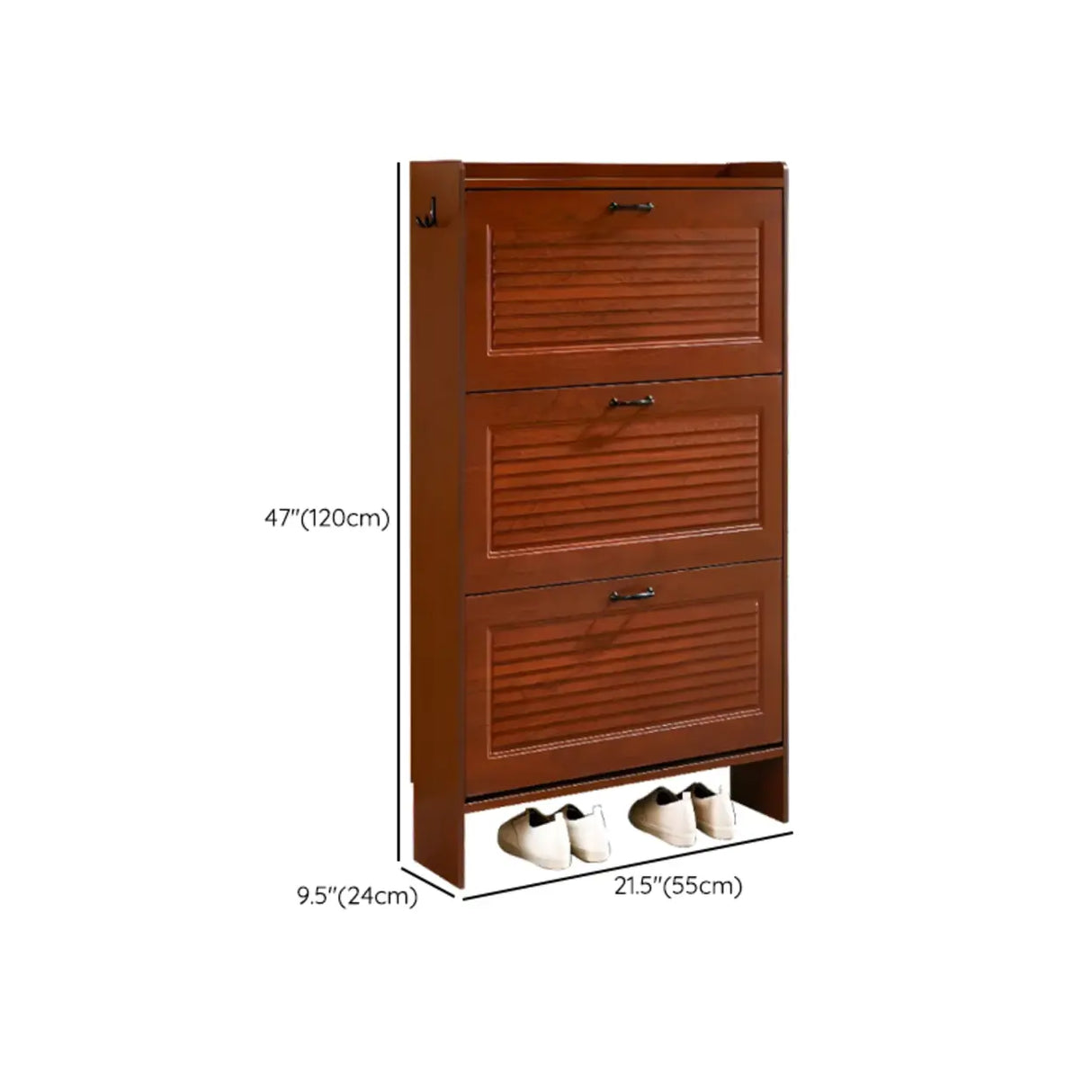 Traditional Rectangular Wood Entryway Brown Shoe Storage Image - 50