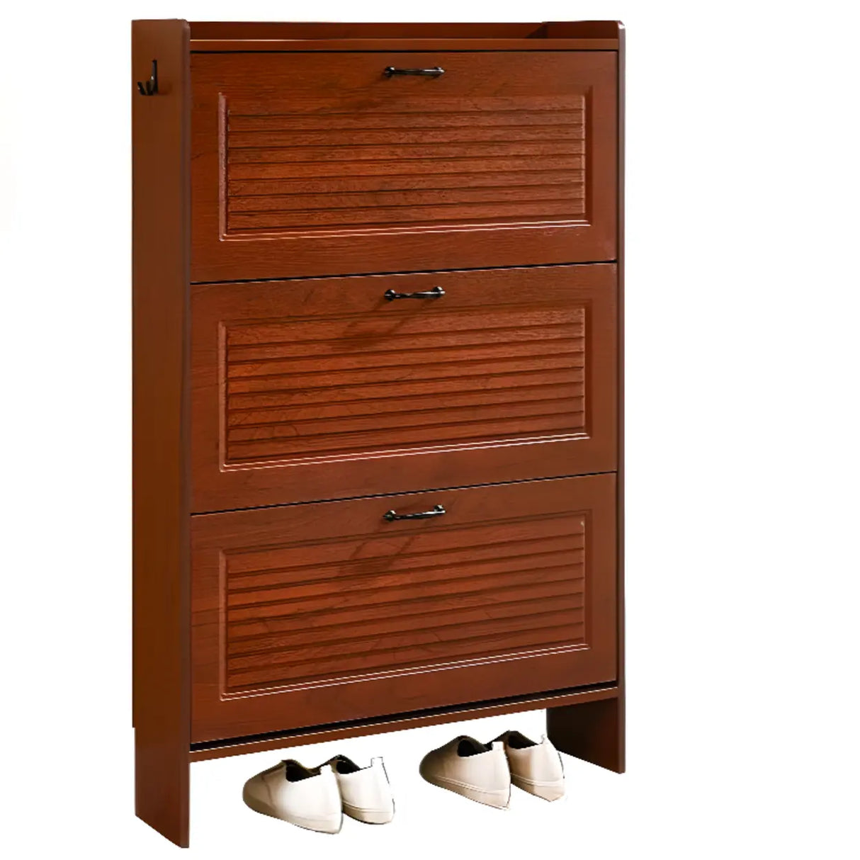 Traditional Rectangular Wood Entryway Brown Shoe Storage Image - 14