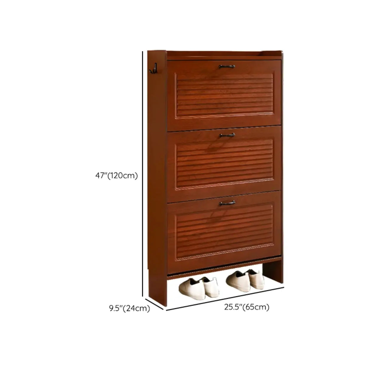 Traditional Rectangular Wood Entryway Brown Shoe Storage Image - 51