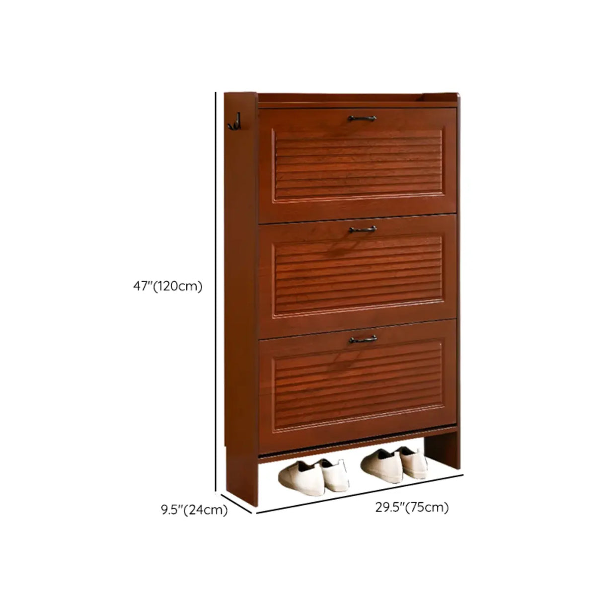 Traditional Rectangular Wood Entryway Brown Shoe Storage Image - 52