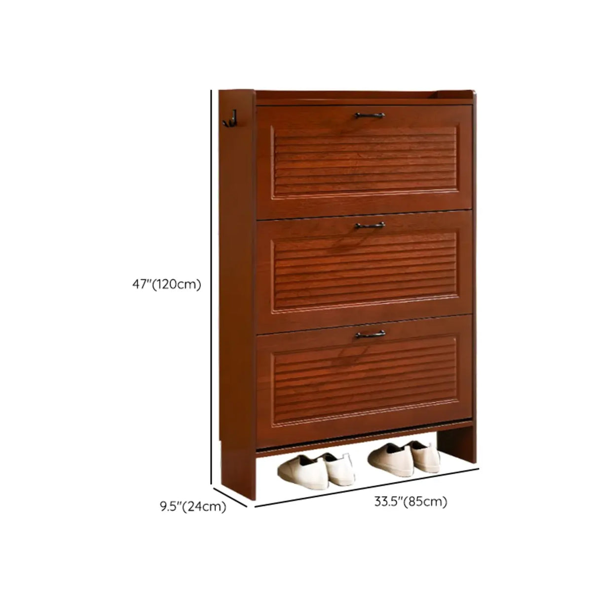 Traditional Rectangular Wood Entryway Brown Shoe Storage Image - 53