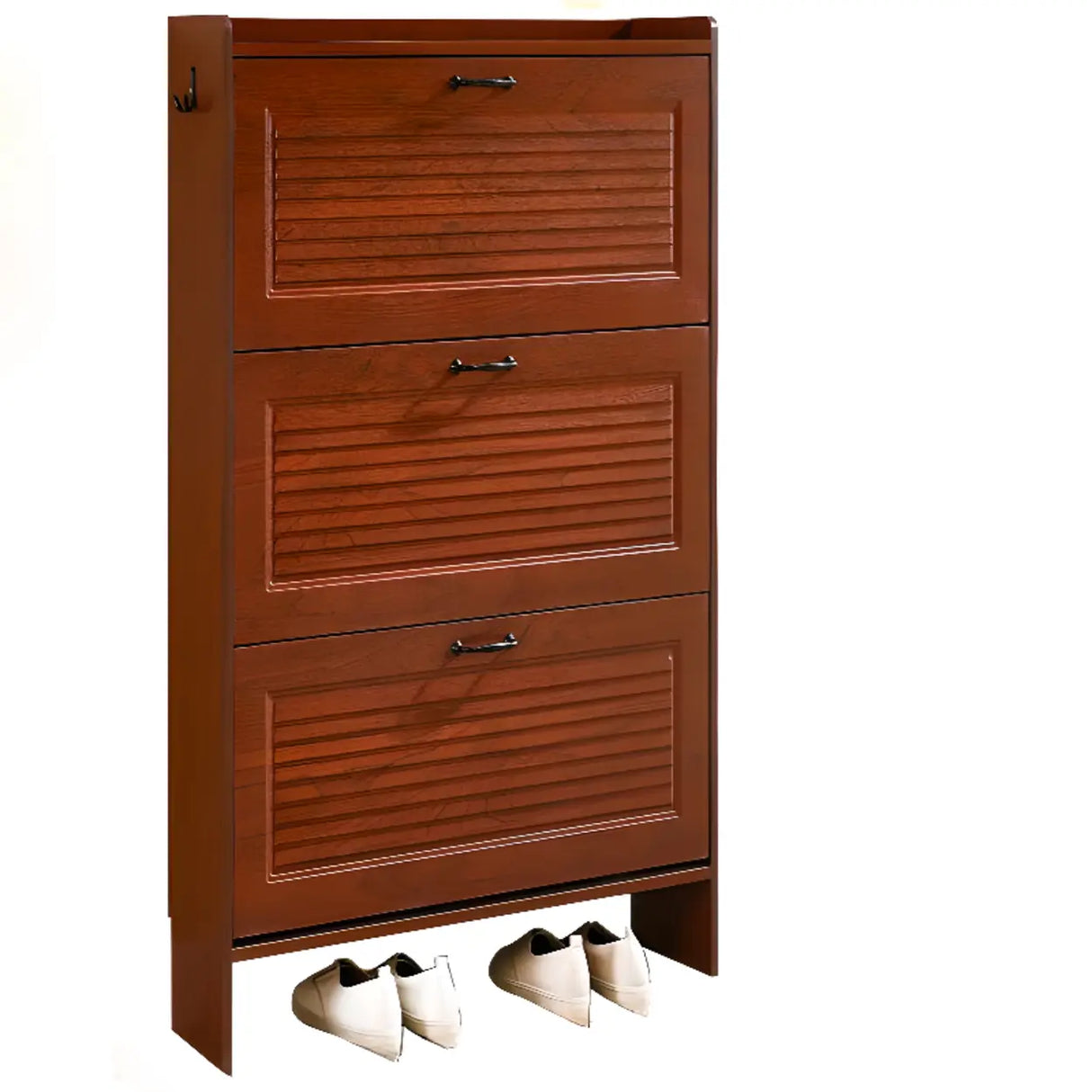 Traditional Rectangular Wood Entryway Brown Shoe Storage Image - 5