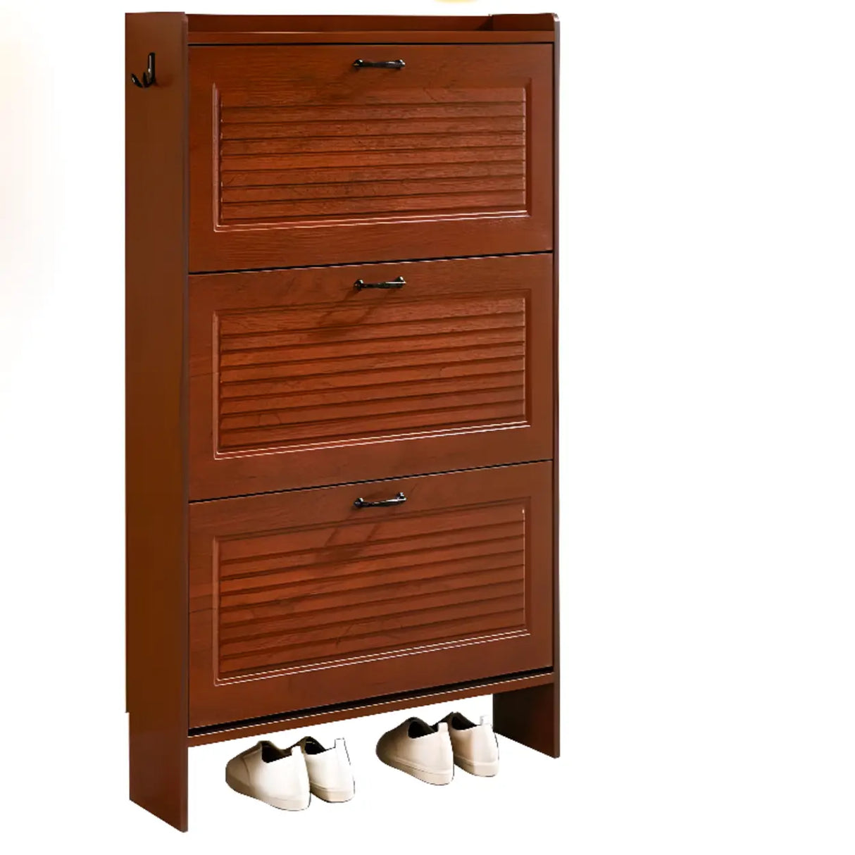 Traditional Rectangular Wood Entryway Brown Shoe Storage Image - 16