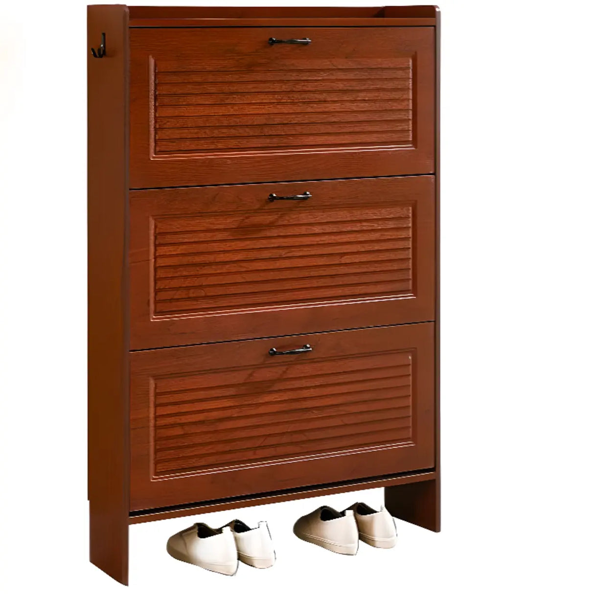 Traditional Rectangular Wood Entryway Brown Shoe Storage Image - 18