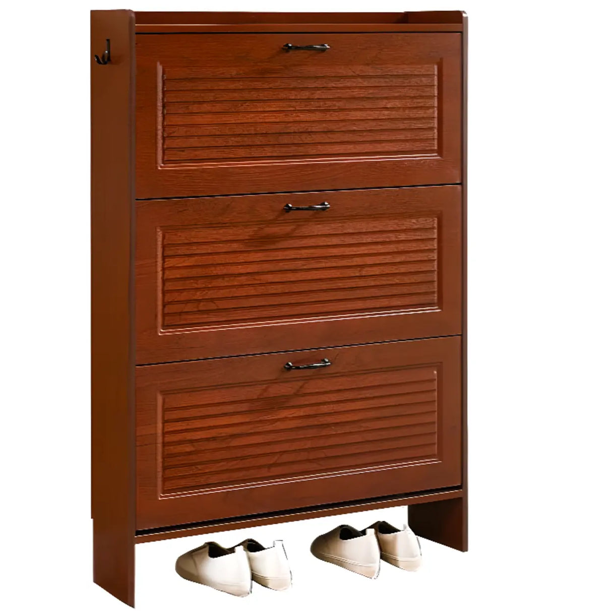 Traditional Rectangular Wood Entryway Brown Shoe Storage Image - 19