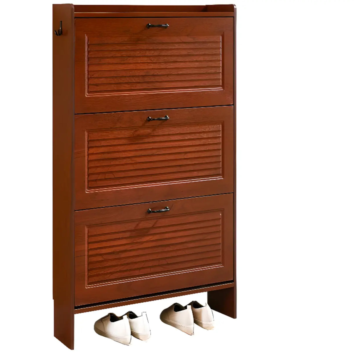 Traditional Rectangular Wood Entryway Brown Shoe Storage Image - 8